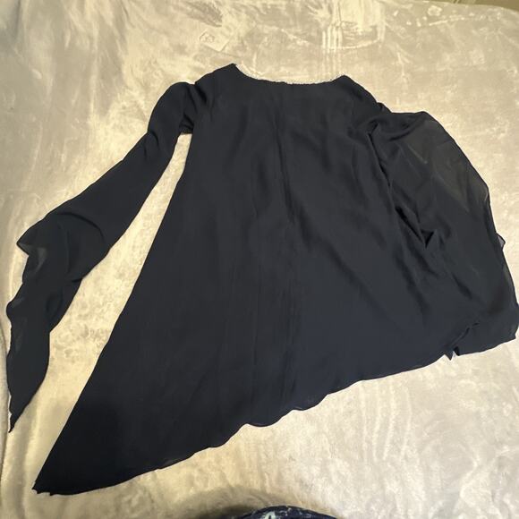 LT LanTing Bride Blouse Navy Blue Mother Bride/Groom Wedding Beaded Neck Hi-Low - Picture 14 of 16